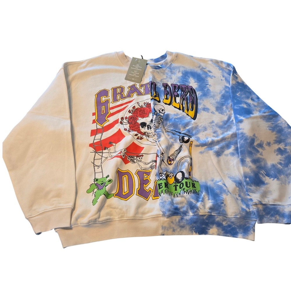H & M NWT Grateful Dead Tie Dye Skeleton Roses Summer Tour‎ Sweatshirt Size L